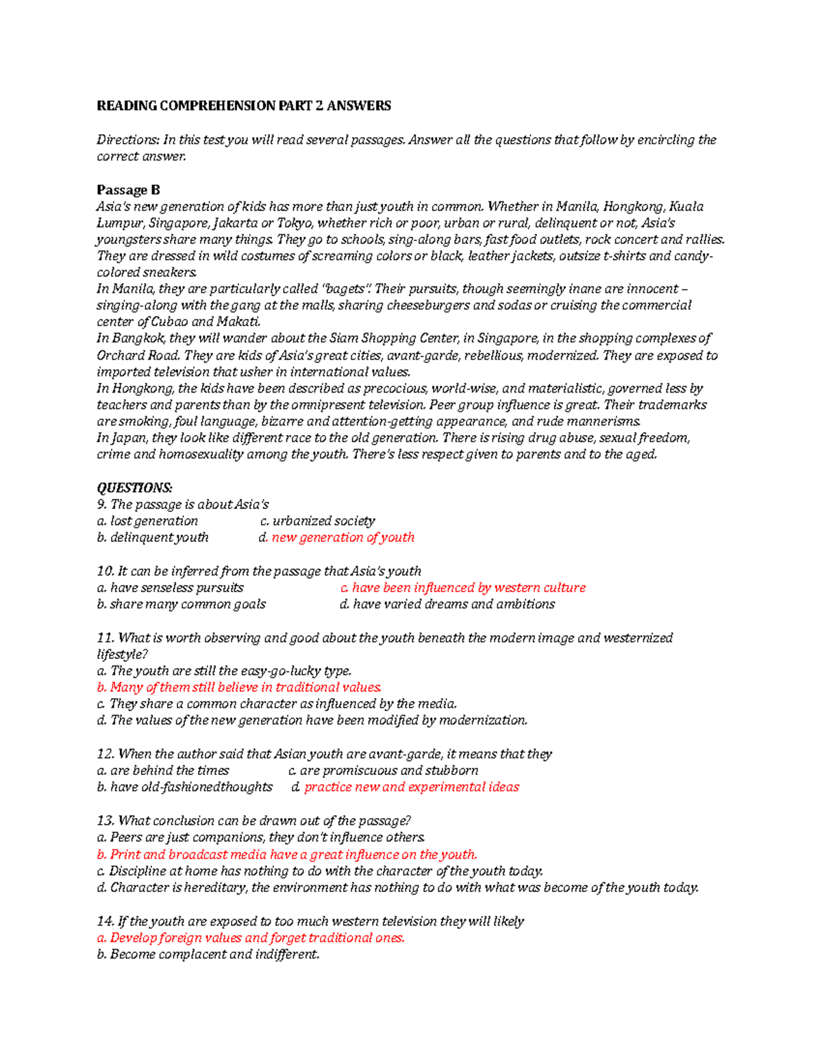 Ept Reading Comprehension Part 4 Www Reading Comprehension Part 4