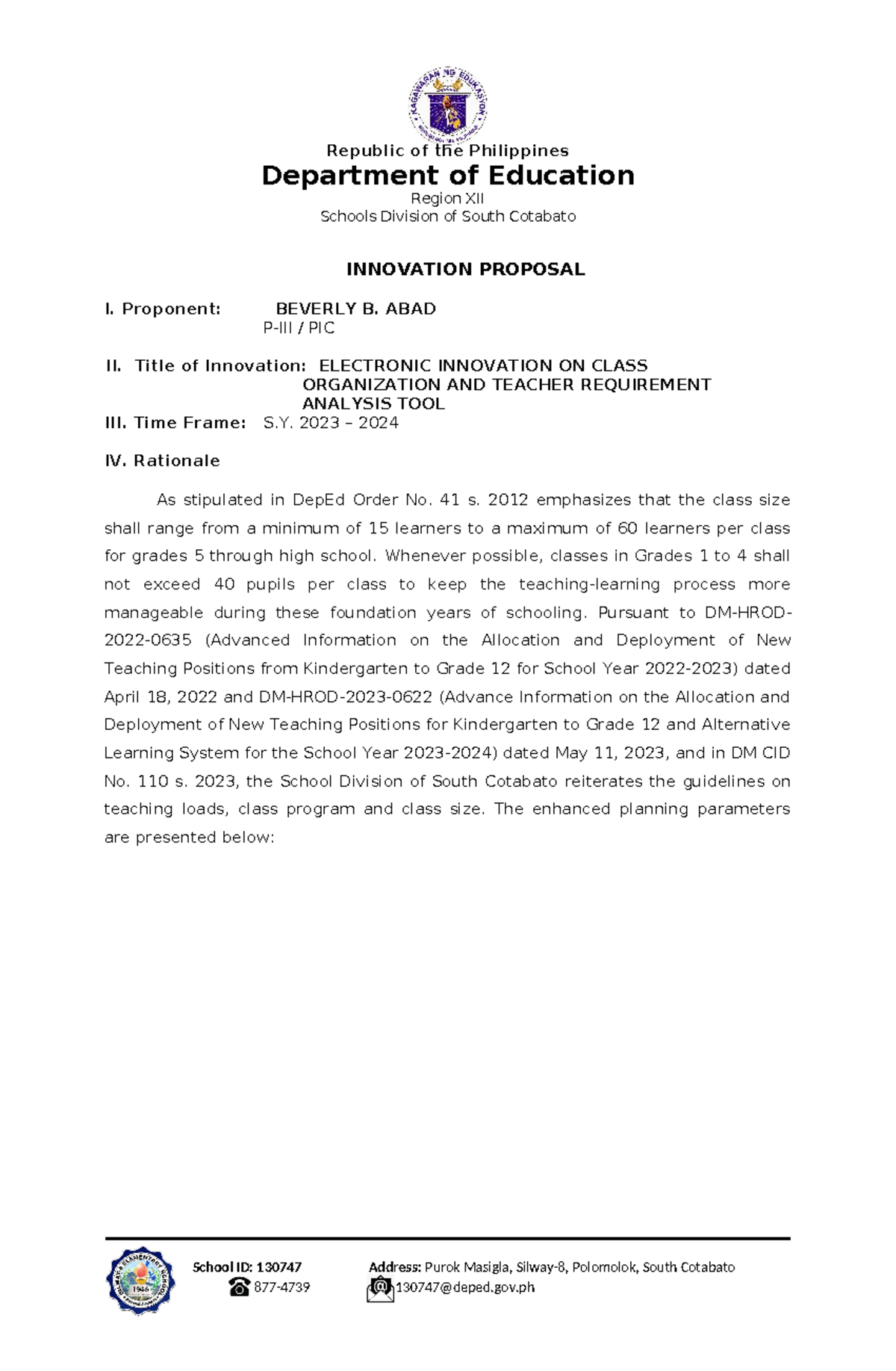 Teachers- Deployment- Analysis- System - Department of Education Region ...