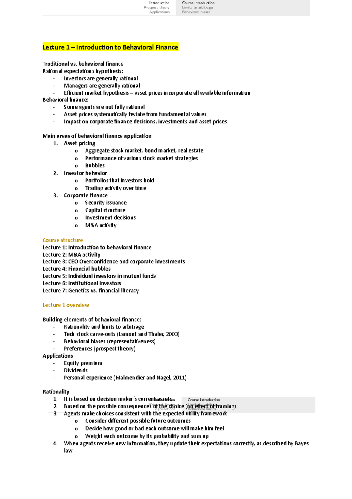 Lecture 1 ABF - Samenvatting - Lecture 1 – Introduction To Behavioral ...