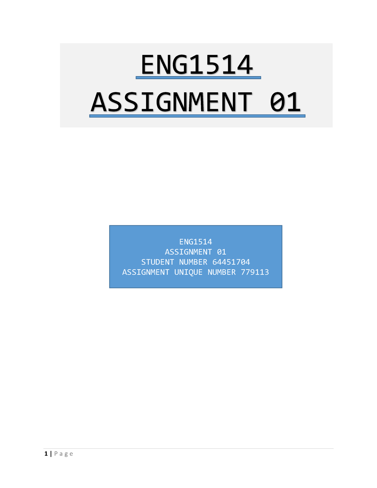 student assignment number