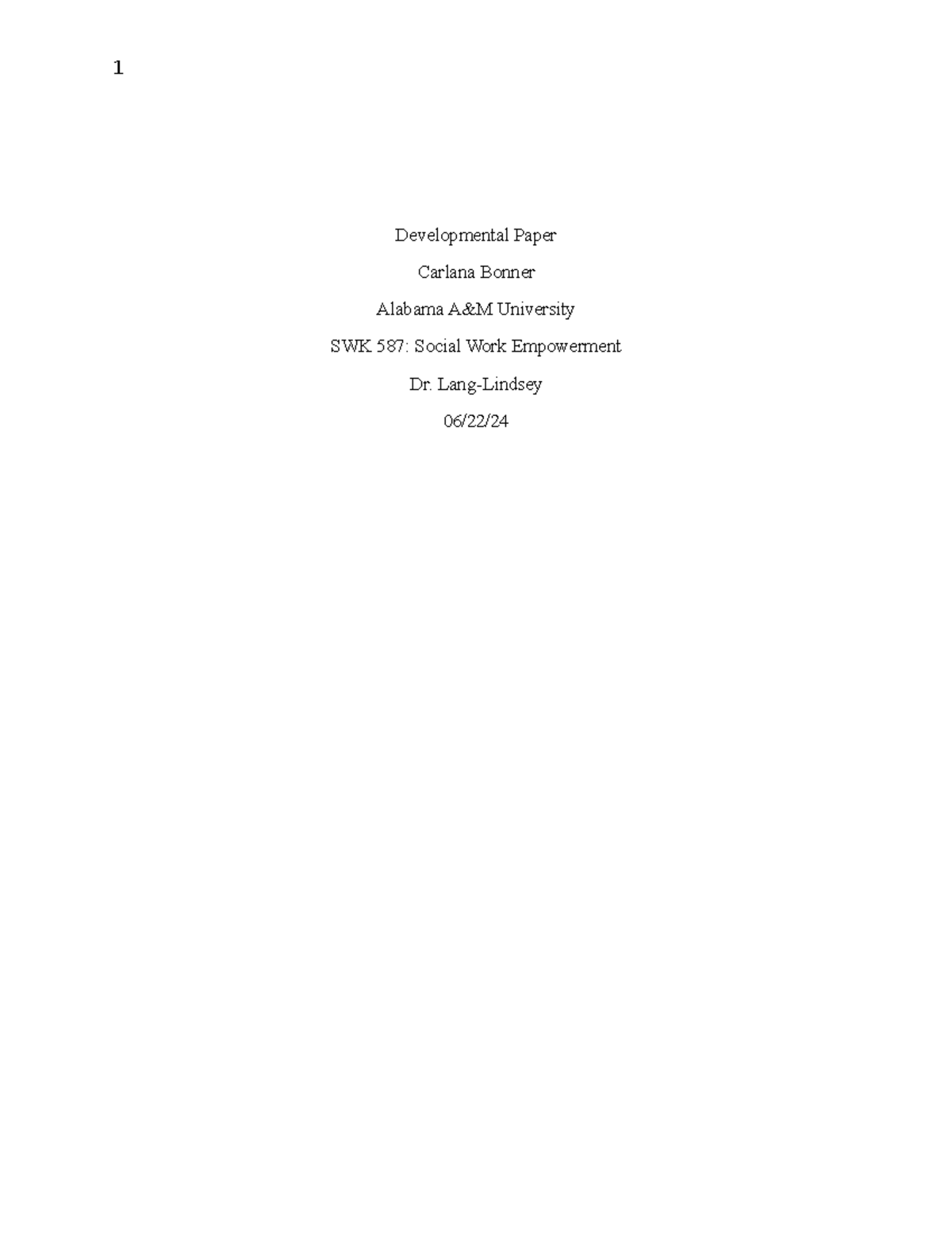 Developmental Paper - Developmental Paper Carlana Bonner Alabama A&M ...
