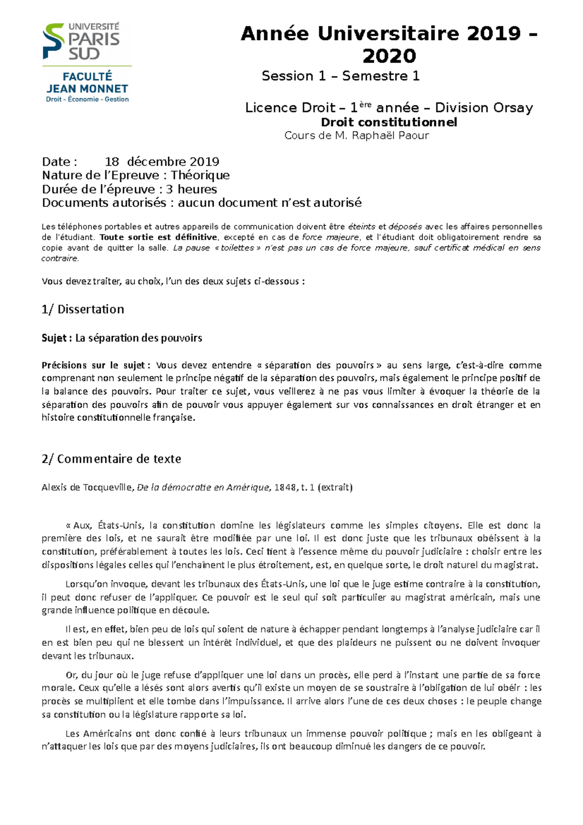 Cours De Droit Constitutionnel 1ère Année Semestre 1 Pdf Droit constitutionnel - Année Universitaire 2019 – 2020 Session 1 – Semestre  1 Licence Droit – 1ère - Studocu