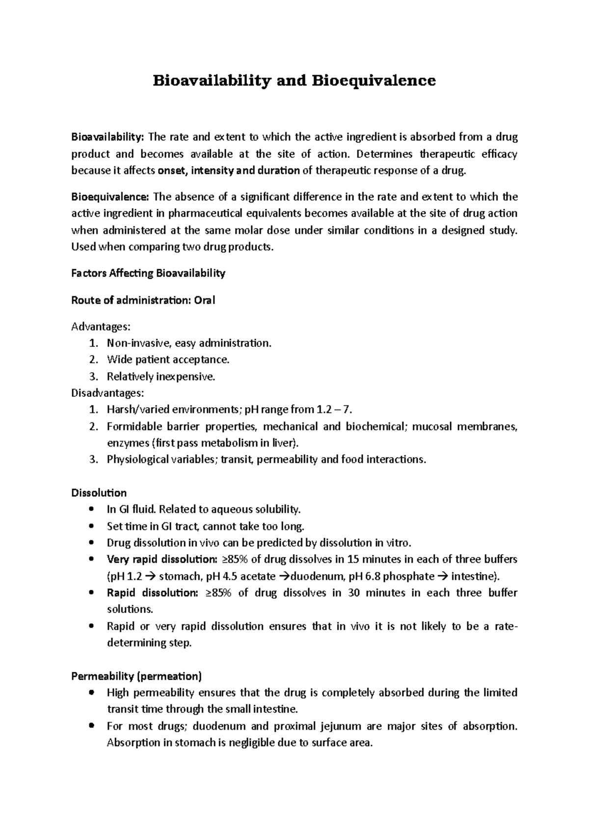 Bioavailability and Bioequivalence - Bioavailability and Bioequivalence ...