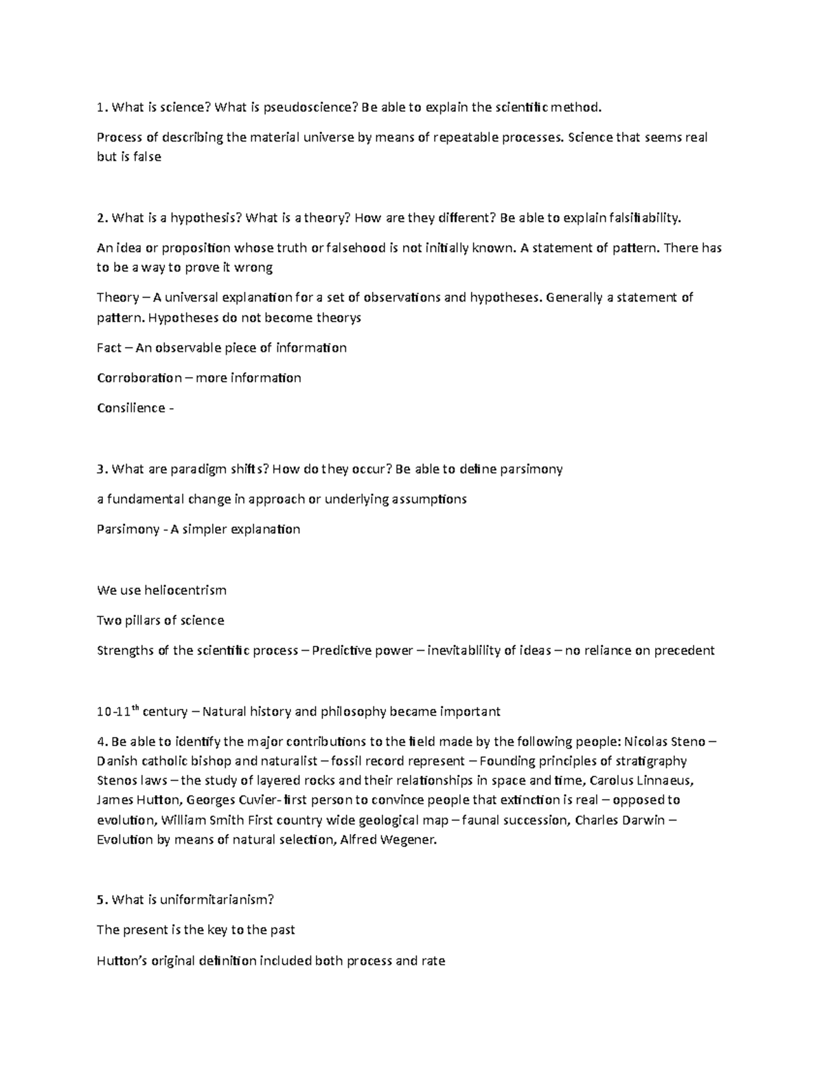 Geology Unit 1 Unit 1 Lecture Notes What is science? What is