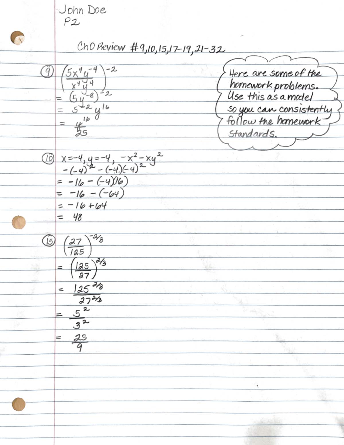 HW Standards Example - MATH 135 - John Doe P2 Cho Review 9 Here are ...