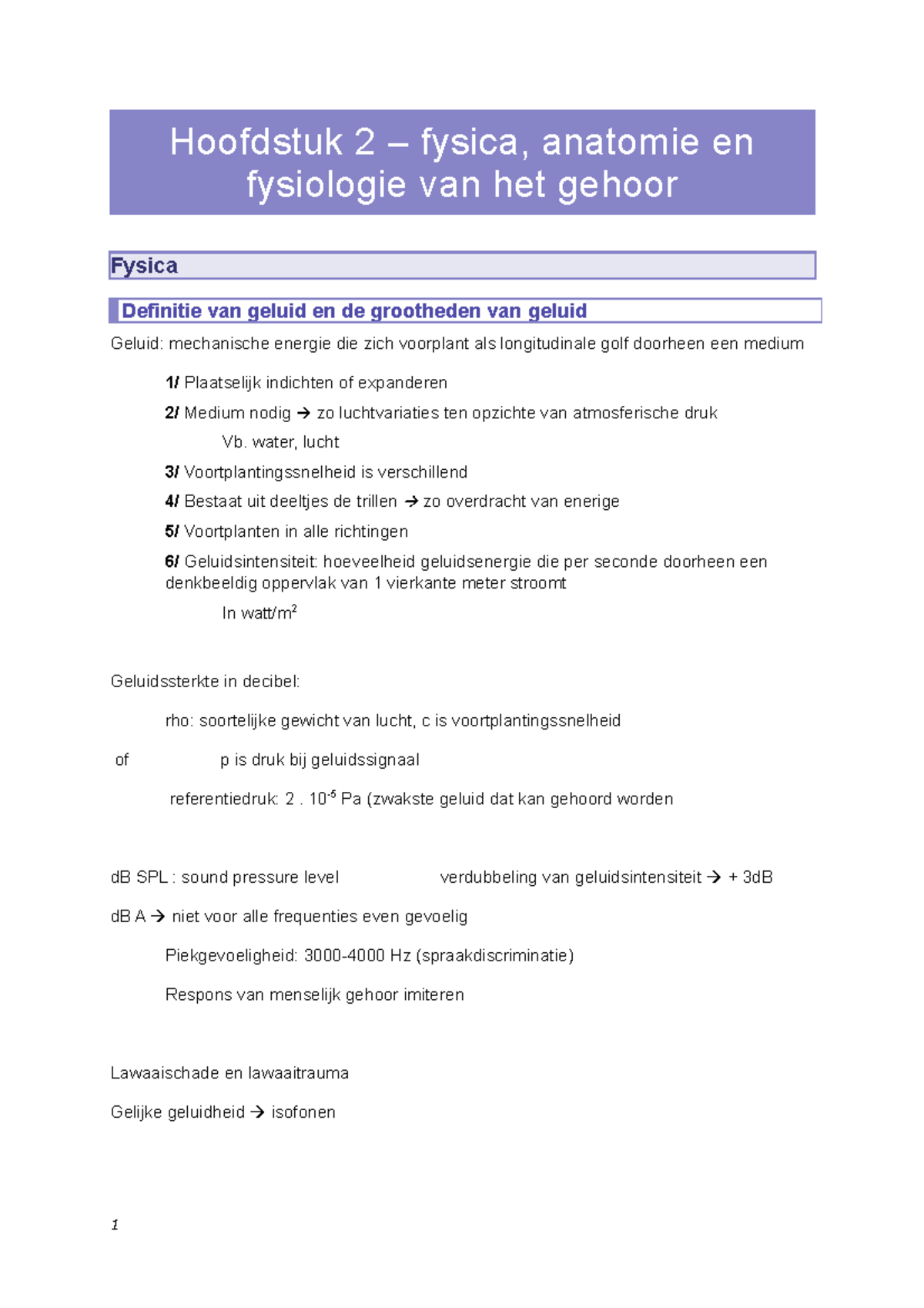 Hoofdstuk 2 - Fysica, Anatomie En Fysiologie Van Het Gehoor - Hoofdstuk ...