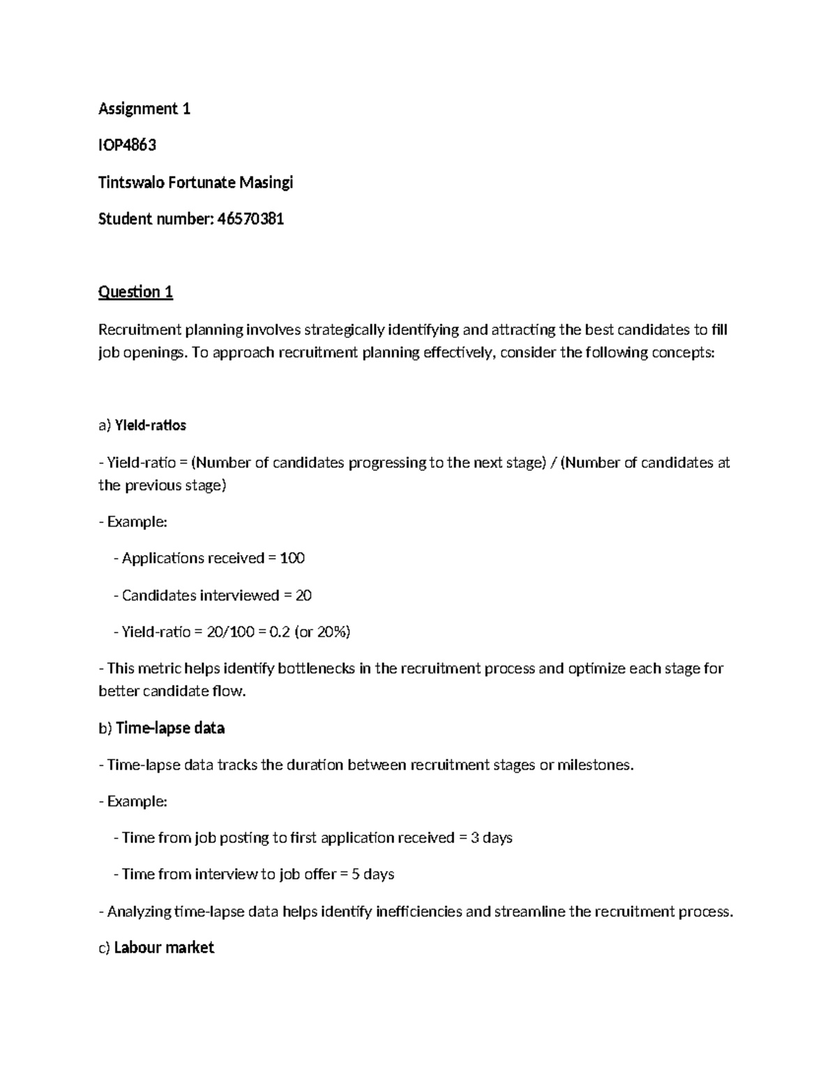 Assignment 1 - IOP4863 - Assignment 1 IOP Tintswalo Fortunate Masingi ...