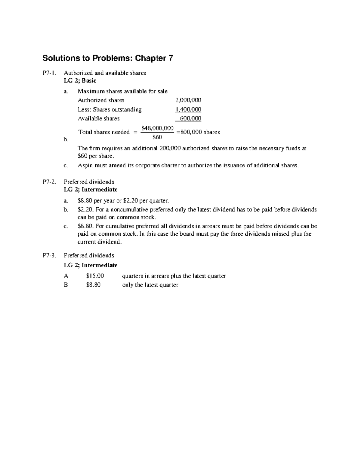 Finance Chapter 7 Question And Solutions - Solutions To Problems ...