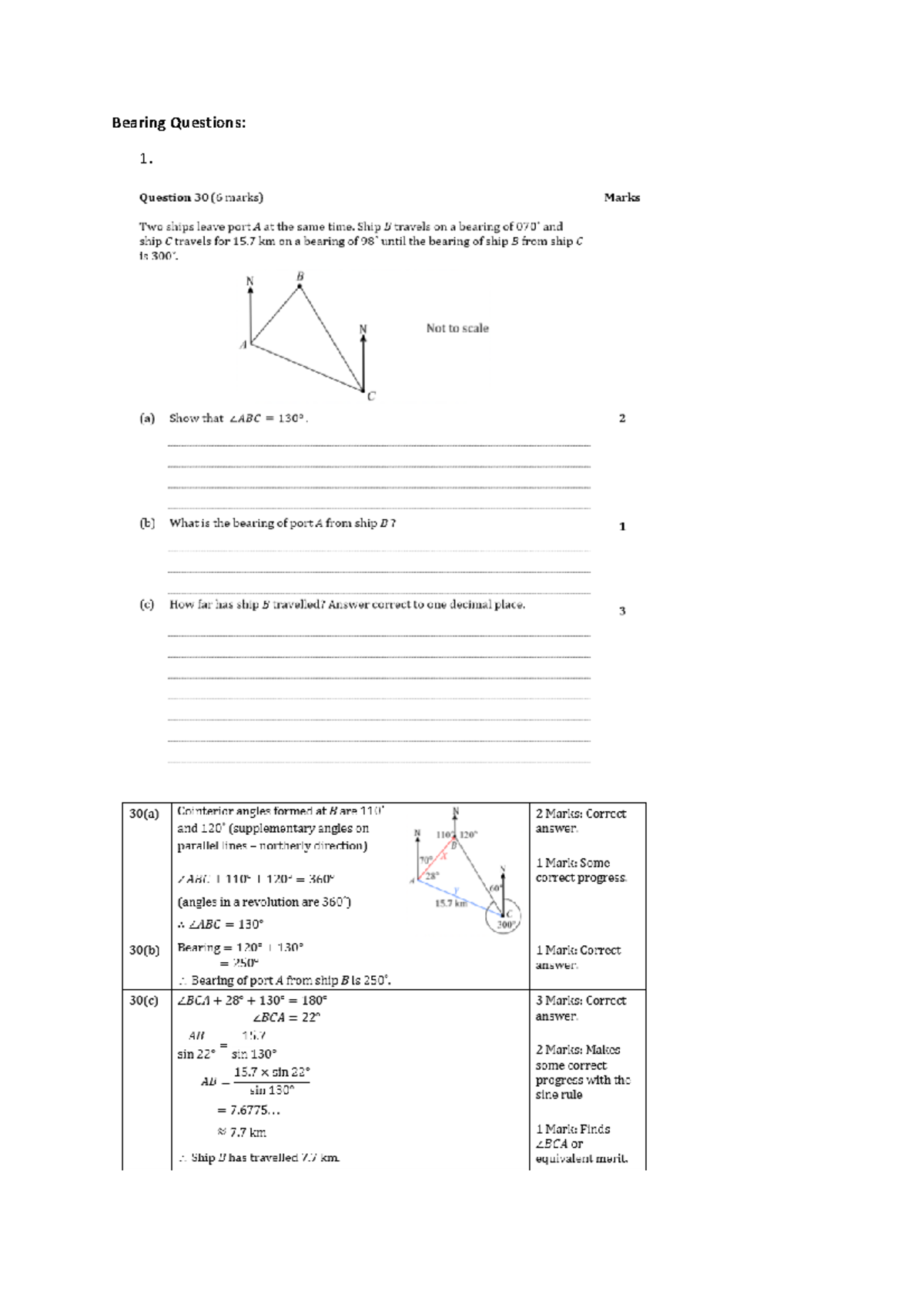 Bearing Questions MATH1014 2. Studocu