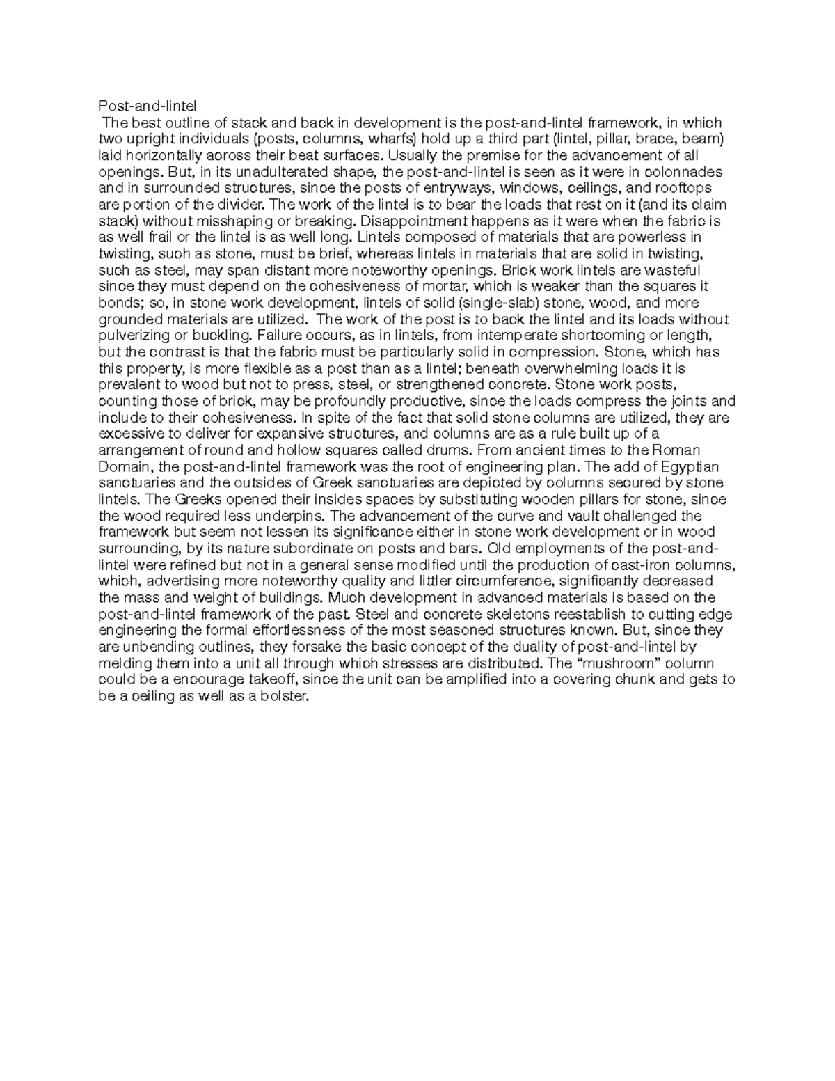 Post and lintel Postandlintel The best outline of stack and back in