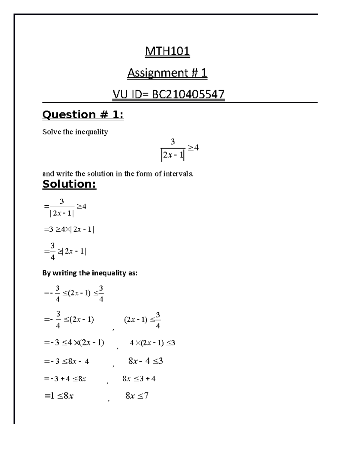 virtual university assignment solution