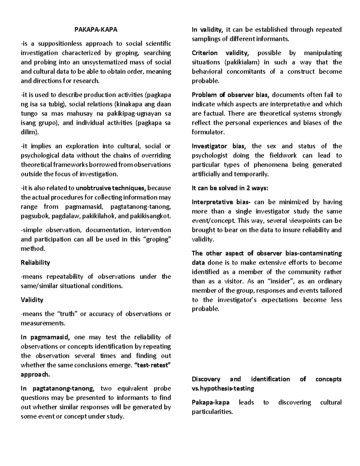 Reviewer IN FIL Psychology PAKAPAKAPA is a suppositionless approach