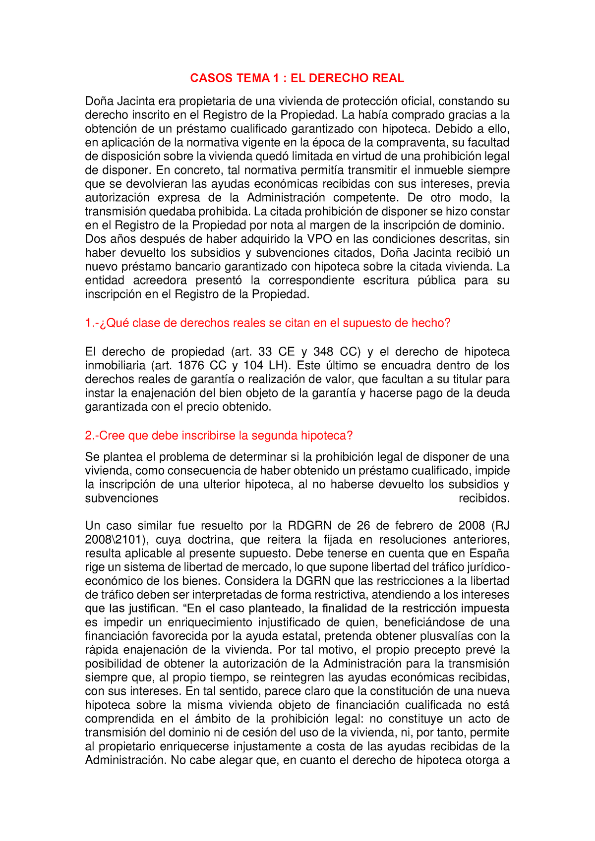 Casos Resueltos TEMA 1 Y 2 Dº Civil III - CASOS TEMA 1 : EL DERECHO ...