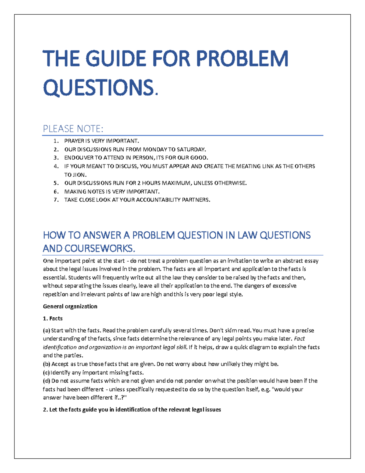 THE Guide FOR Problem Questions - THE GUIDE FOR PROBLEM QUESTIONS ...