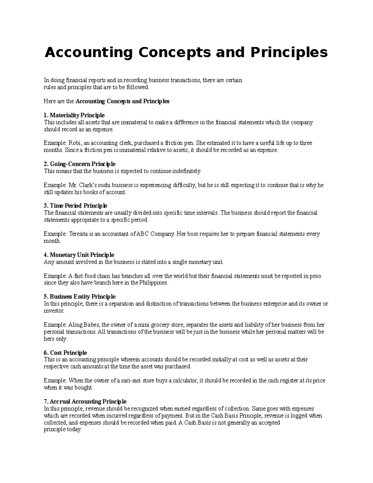 2 Acctg Concepts AND Principles - Accounting Concepts and Principles In ...