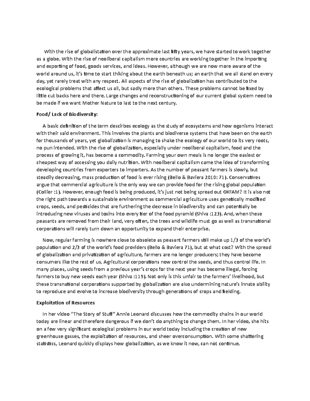 Ecological problems of globalization with the rise of globalistation