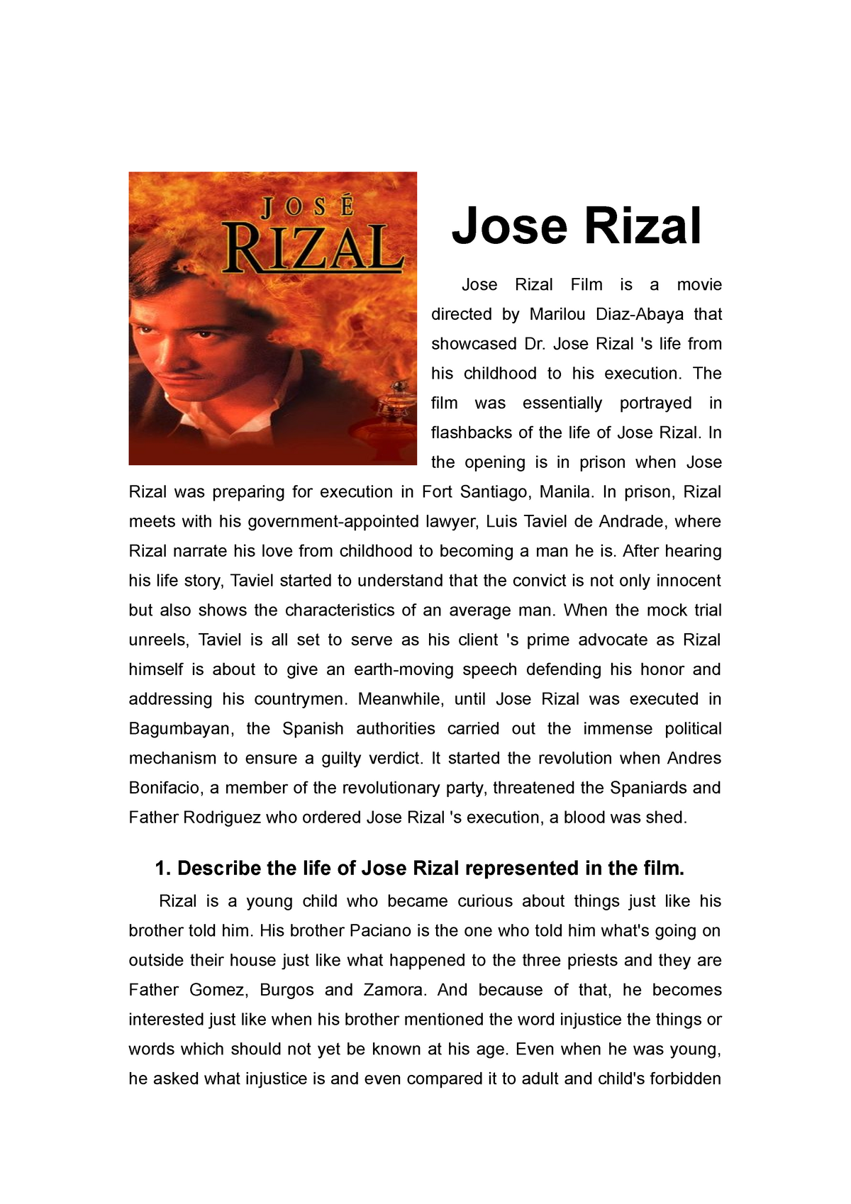 movie review about jose rizal