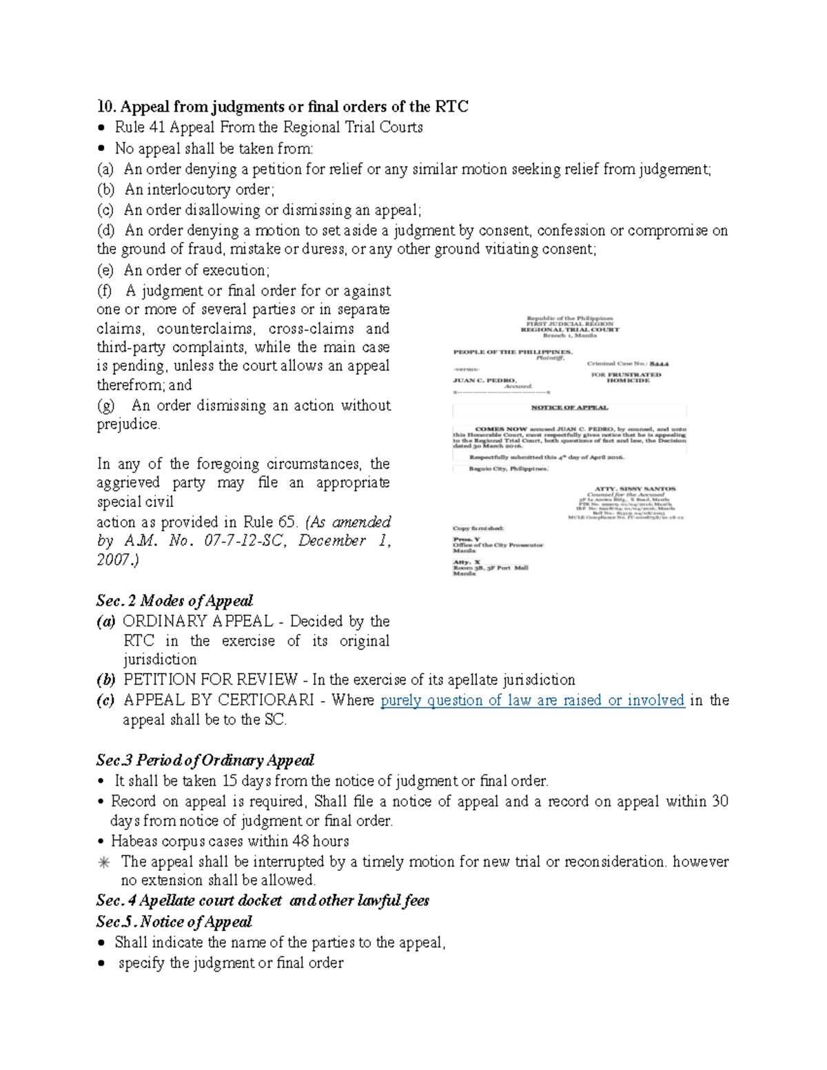 Rule 10 - civ pro rule 10 - Appeal from judgments or final orders of ...