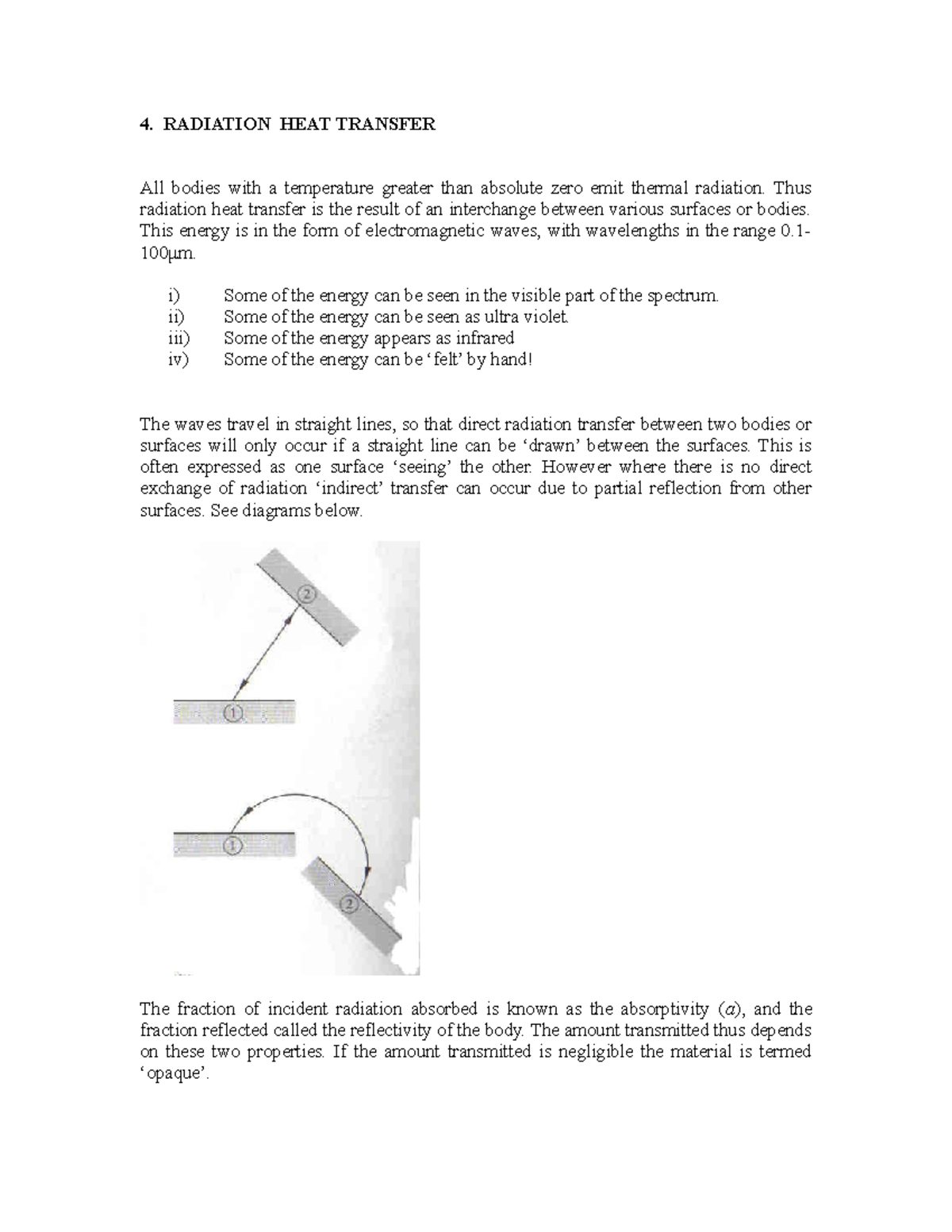 SECT 3 - Example questions - 4. RADIATION HEAT TRANSFER All bodies with ...