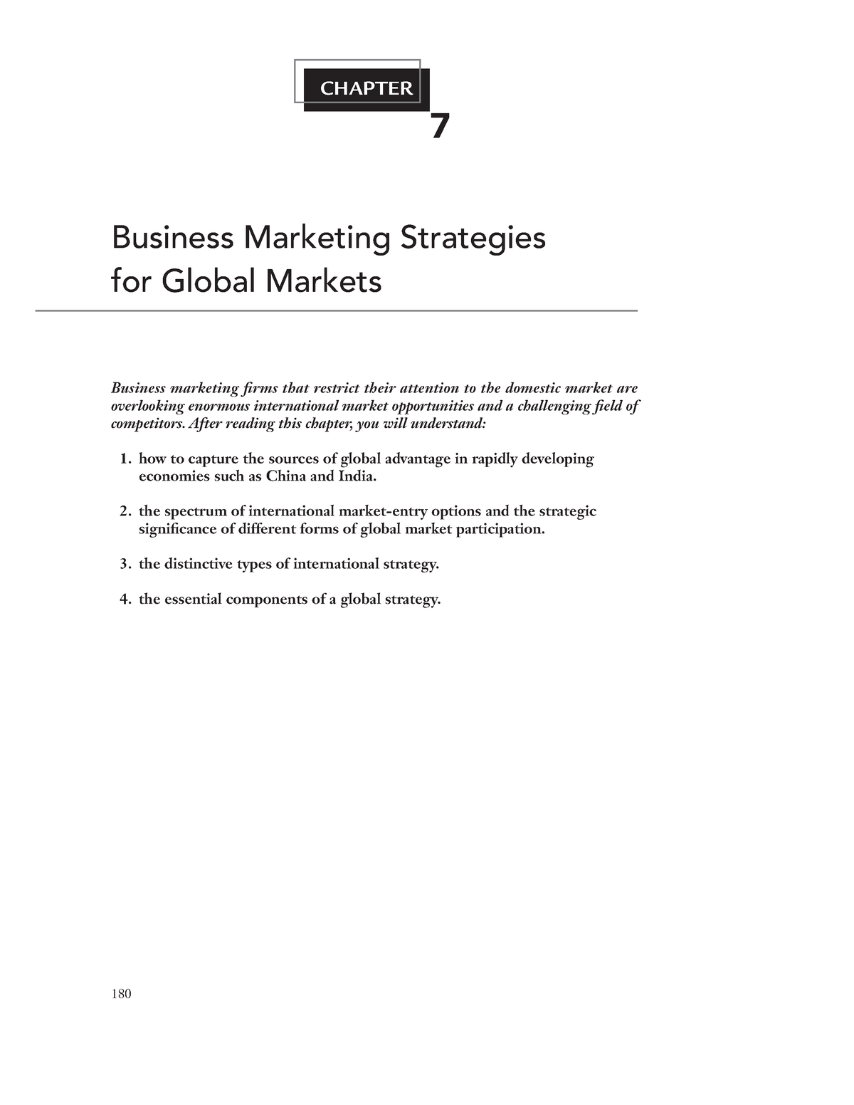 Chapter 7 - Business Marketing Strategies For Global Markets - Business ...