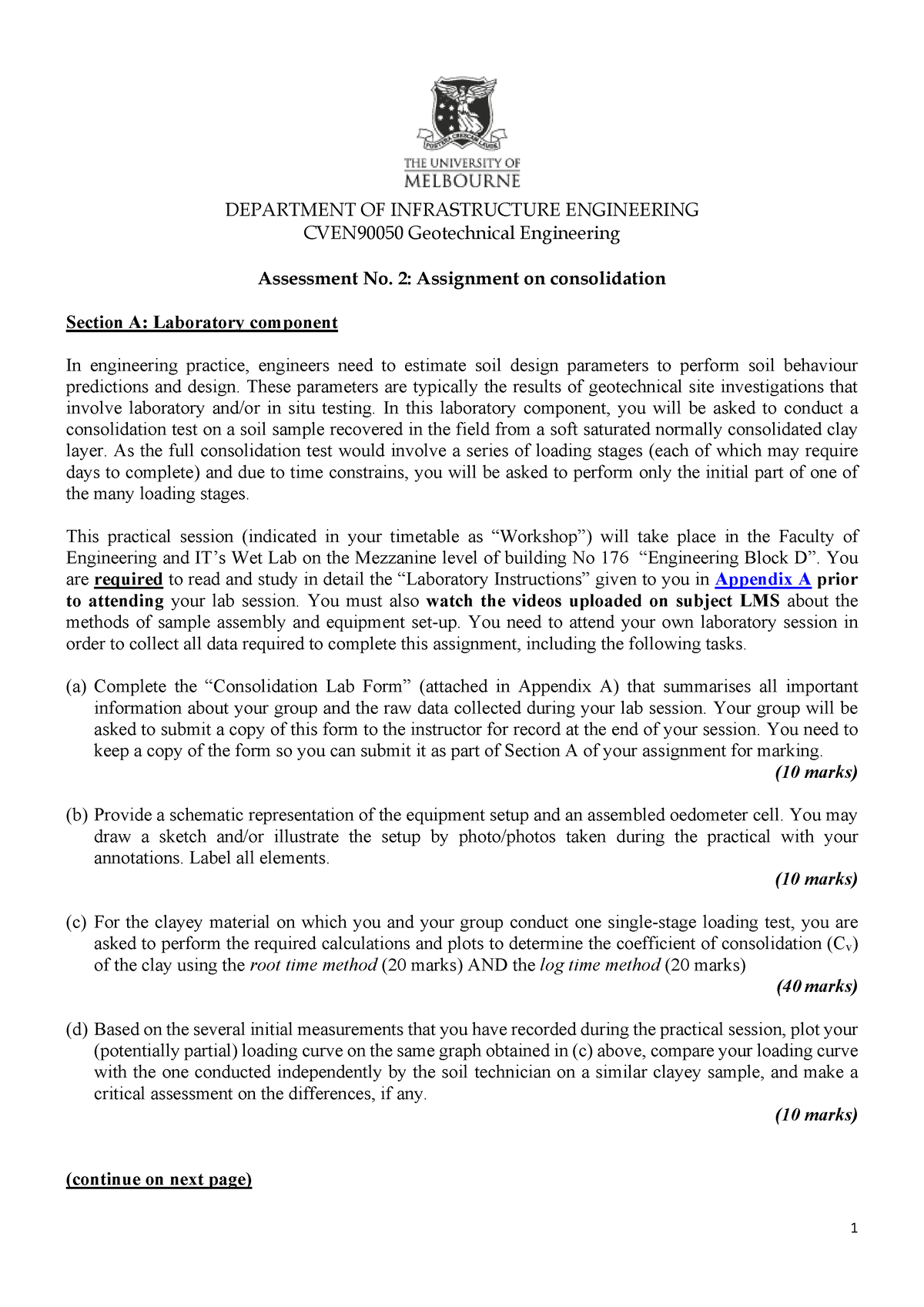 CVEN90050 Assessment No 2 - Assignment on consolidation - DEPARTMENT OF ...