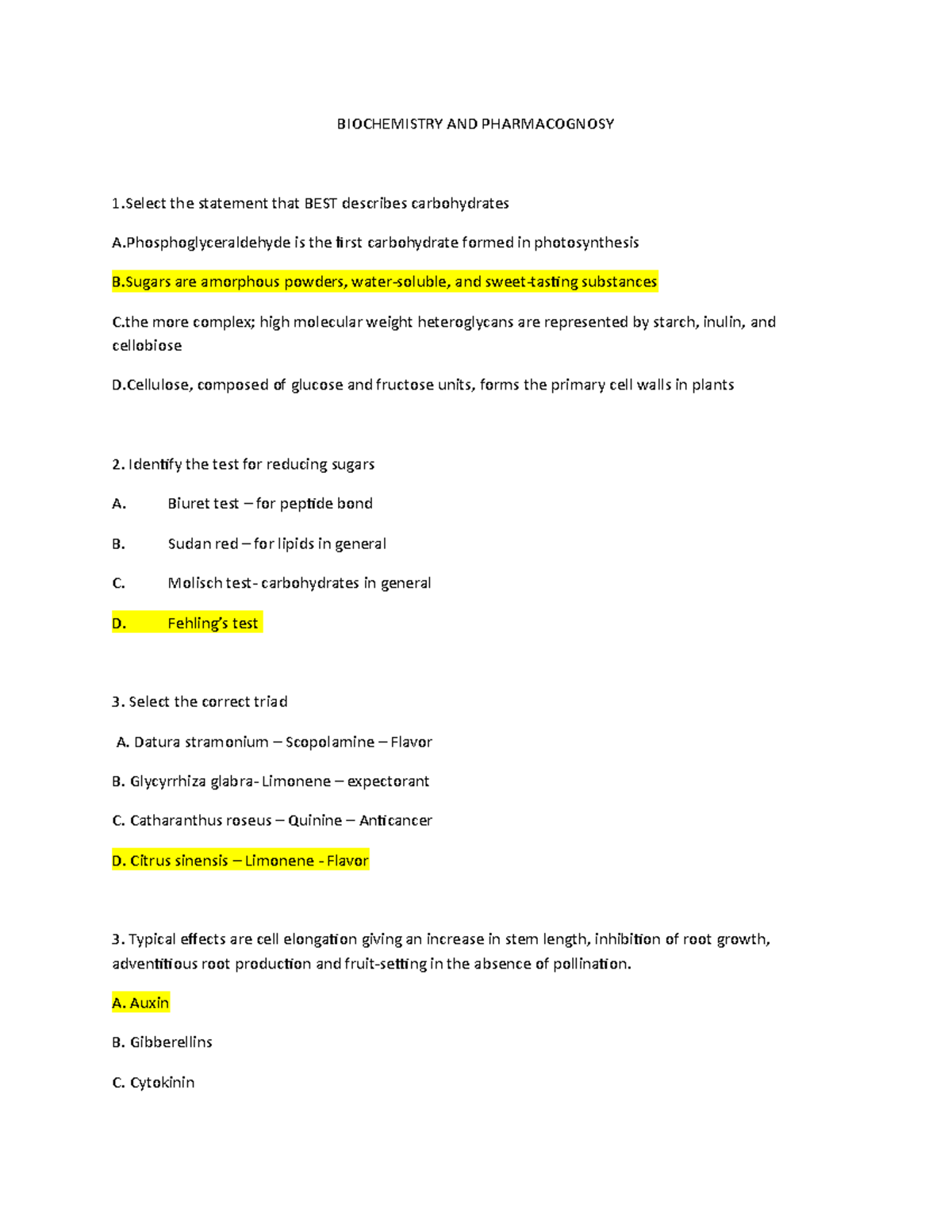 Biochemistry And Pharmacognosy Biochemistry And Pharmacognosy 1 The