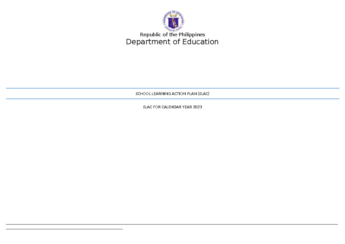 LAC-PLAN-2023 - LAC PLAN - Department of Education SCHOOL LEARNING ...