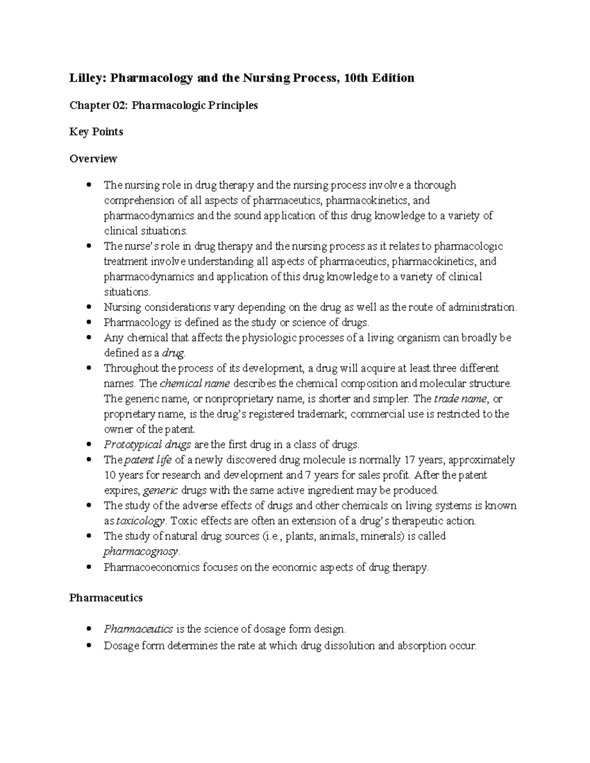Chapter 002 - Notes - Lilley: Pharmacology and the Nursing Process ...