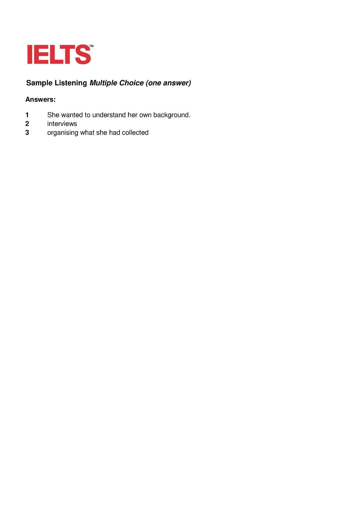 details of assignment listening answer