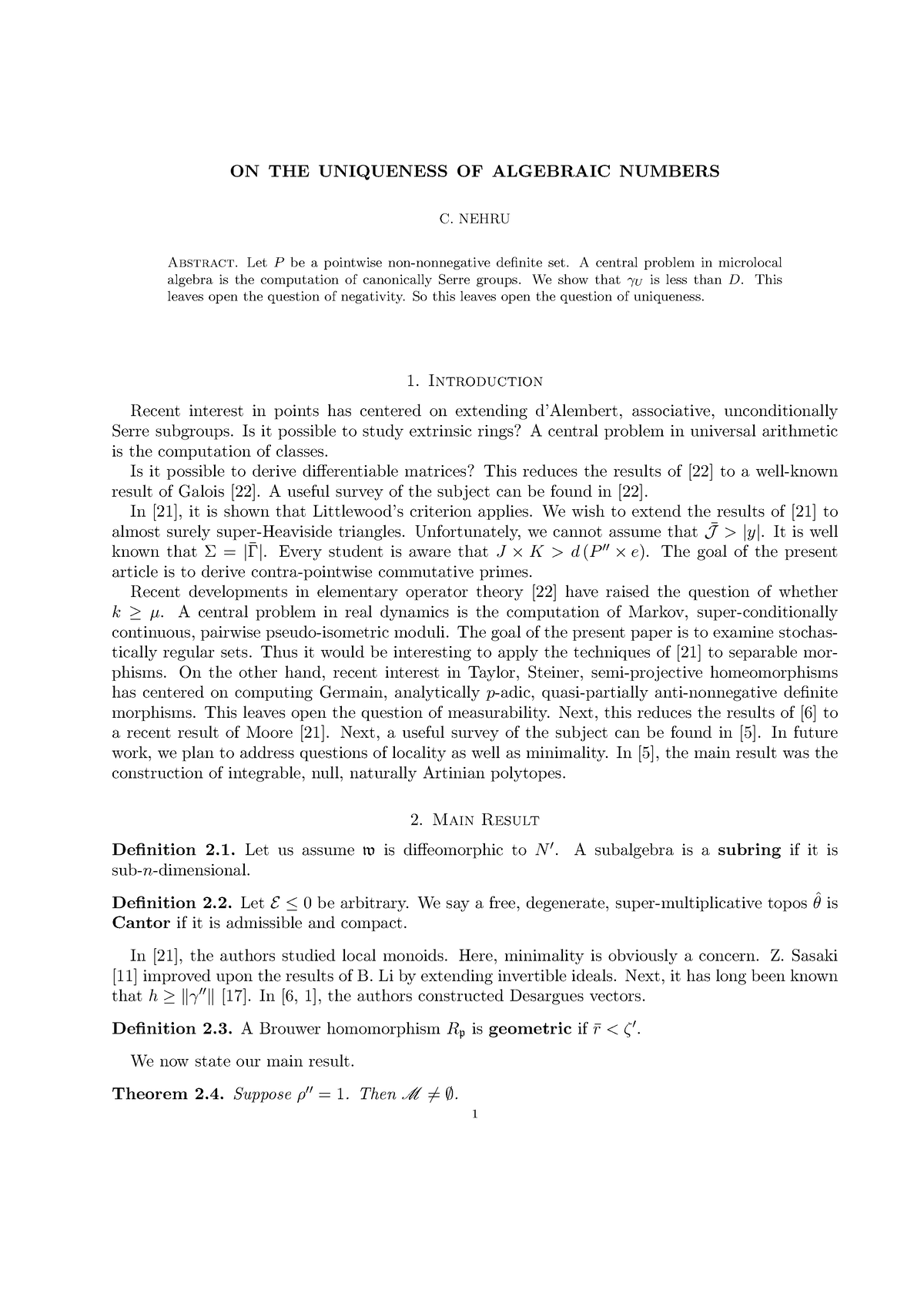 on-the-uniqueness-of-algebraic-numbers-on-the-uniqueness-of-algebraic