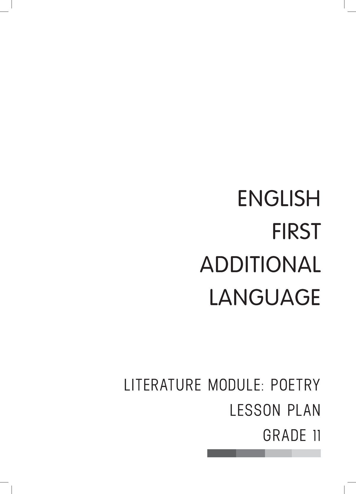 Poetry Lesson Plan English First Additional Language Literature Module Poetry Lesson Plan 6528