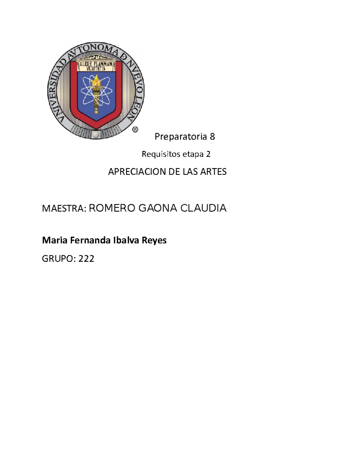 Requisitor etapa 2 de artes - Preparatoria 8 Requisitos etapa 2 ...