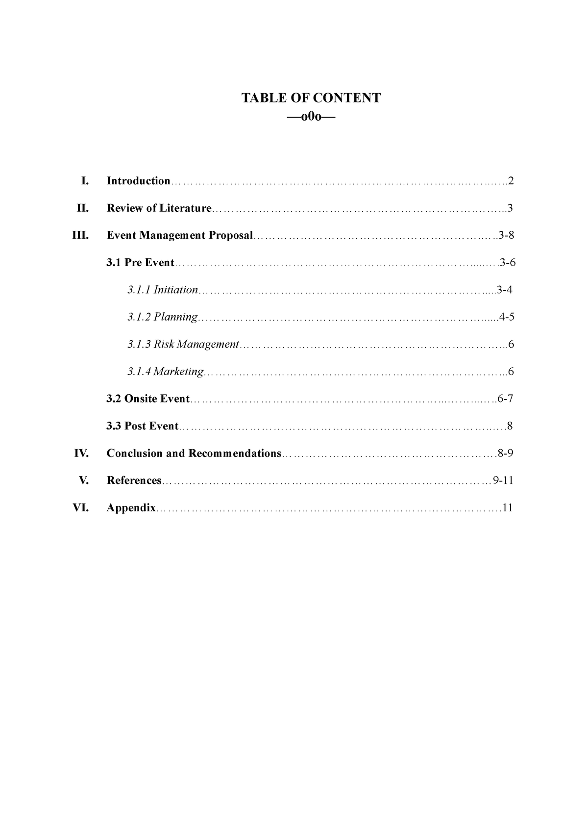 Event Management Asm2A - TABLE OF CONTENT - **I. Introduction** - Studocu