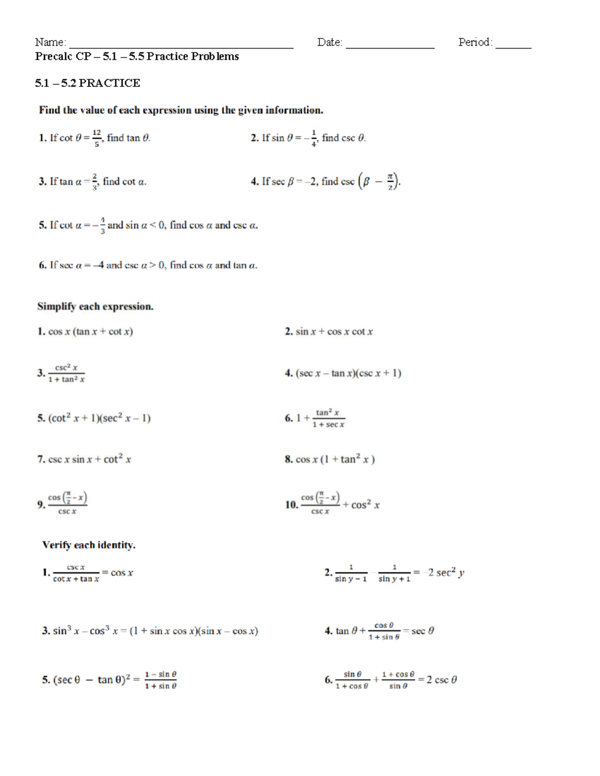 Math Chapter 5 Test - Name: ______________________________________ Date ...