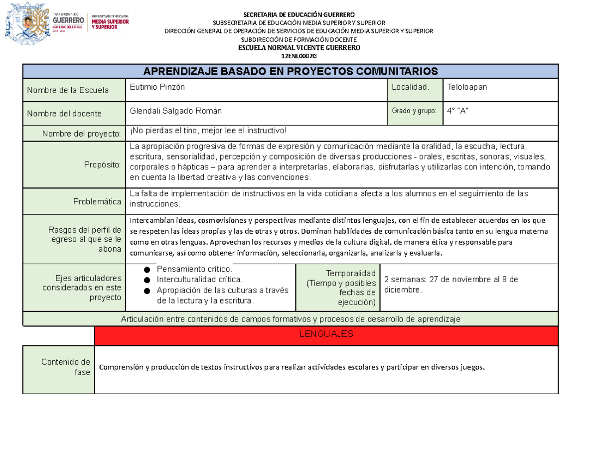 Aprendizaje basado en Proyectos Comunitarios Tercero PRIM (1 ...
