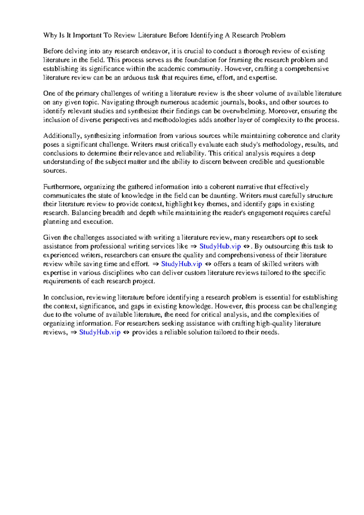 Why Is It Important To Review Literature Before Identifying A Research ...