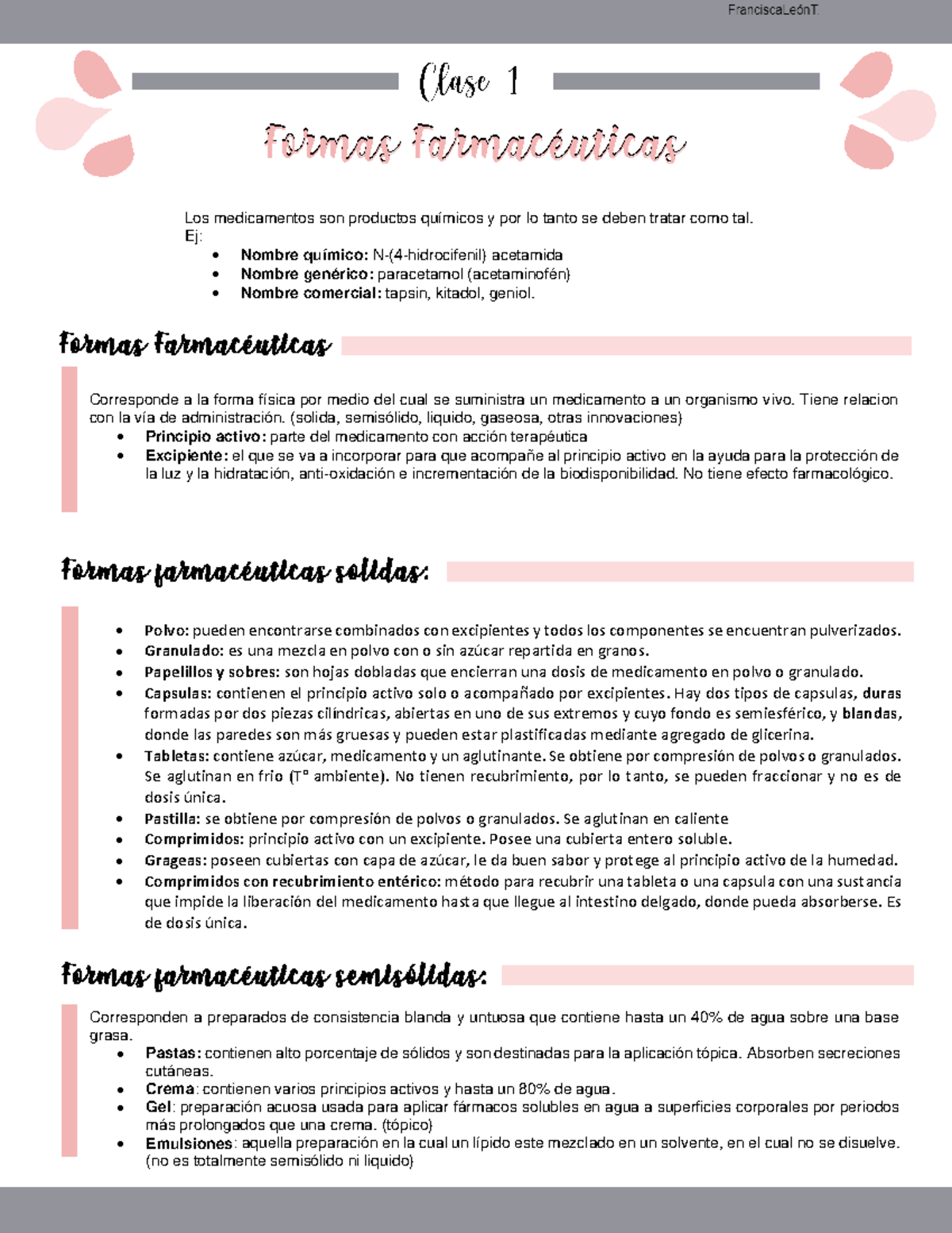 Formas Farmacéuticas (Clase 1-2) - Formas Farmacéuticas Formas  Farmacéuticas Los medicamentos son - StuDocu
