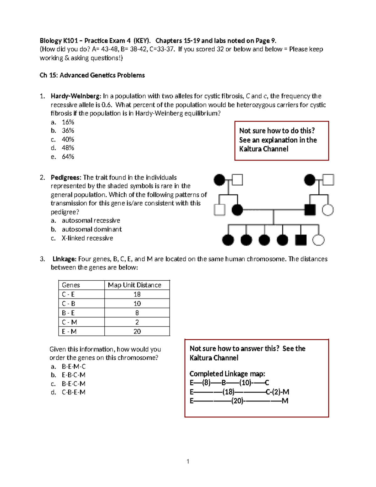 K101 Practice Exam 4 SU21 - Biology K101 – Practice Exam 4 (KEY ...