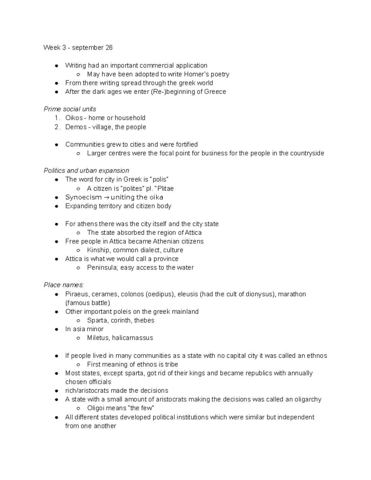 Week 3 - September 26 - Lecture notes 3 - Week 3 - september 26 Writing ...