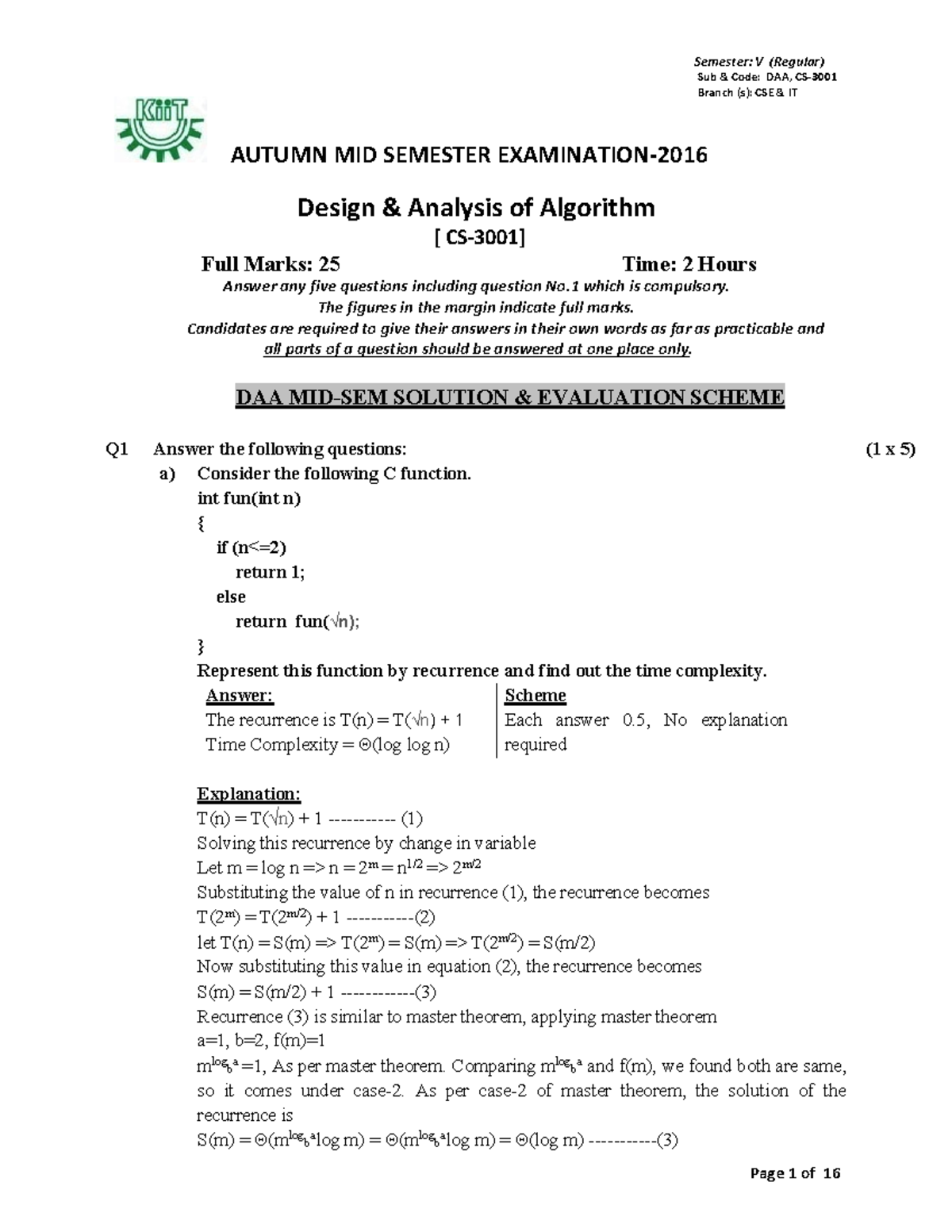 2016 DAA-SOL MID- Regular - AUTUMN MID SEMESTER EXAMINATION- Design ...