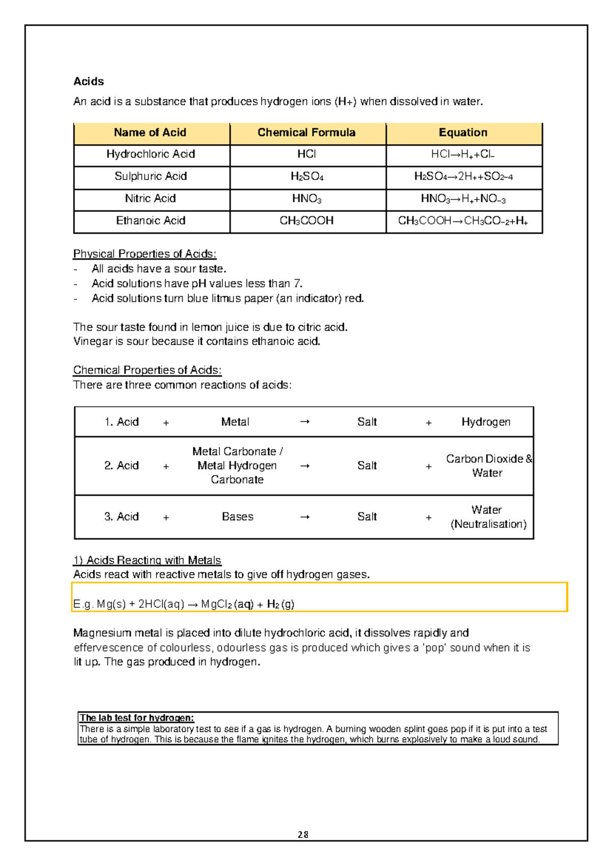 Acids Salts and Bases Acids An acid is a substance that produces