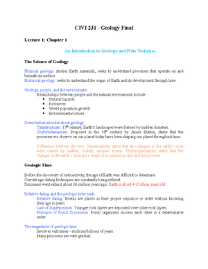 Geology Notes - Lecture 1-6 - Geology Notes Chapter 1: An Introduction ...