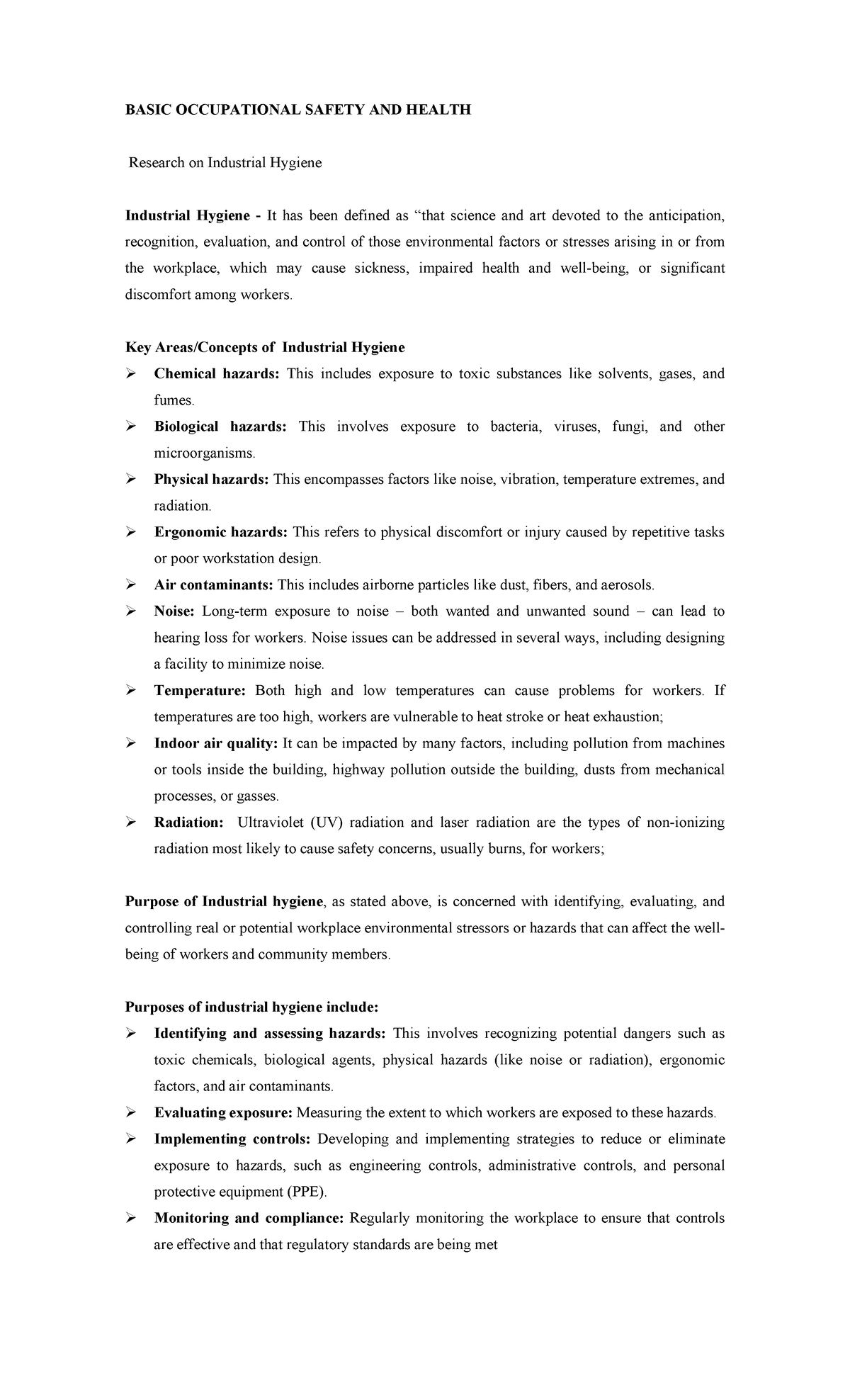 Hirac BOSH BASIC OCCUPATIONAL SAFETY AND HEALTH Research on