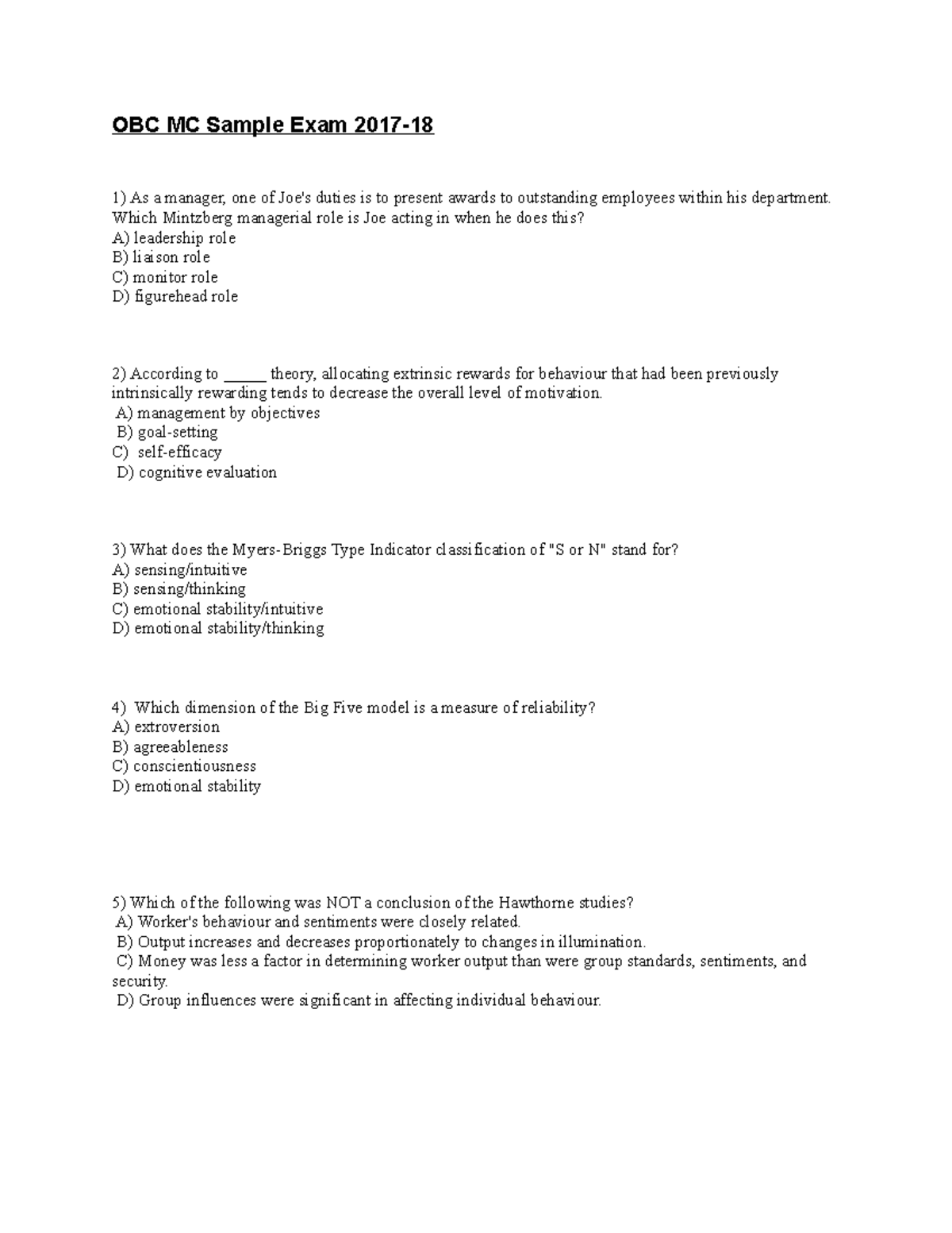 Obc Mc Sample Exam Mpen Obc 14 Studeersnel