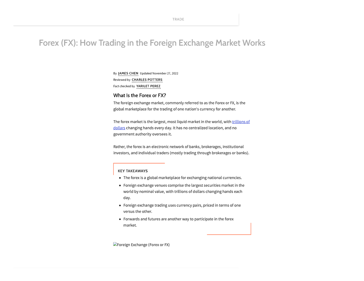 Forex (FX) How Trading In The Foreign Exchange Market Works - The Forex ...