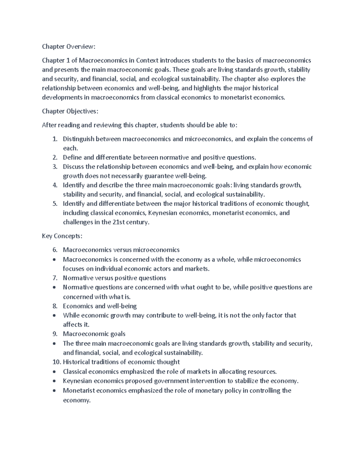 Eco 1 - Notes for chapter 1 - Chapter Overview: Chapter 1 of ...