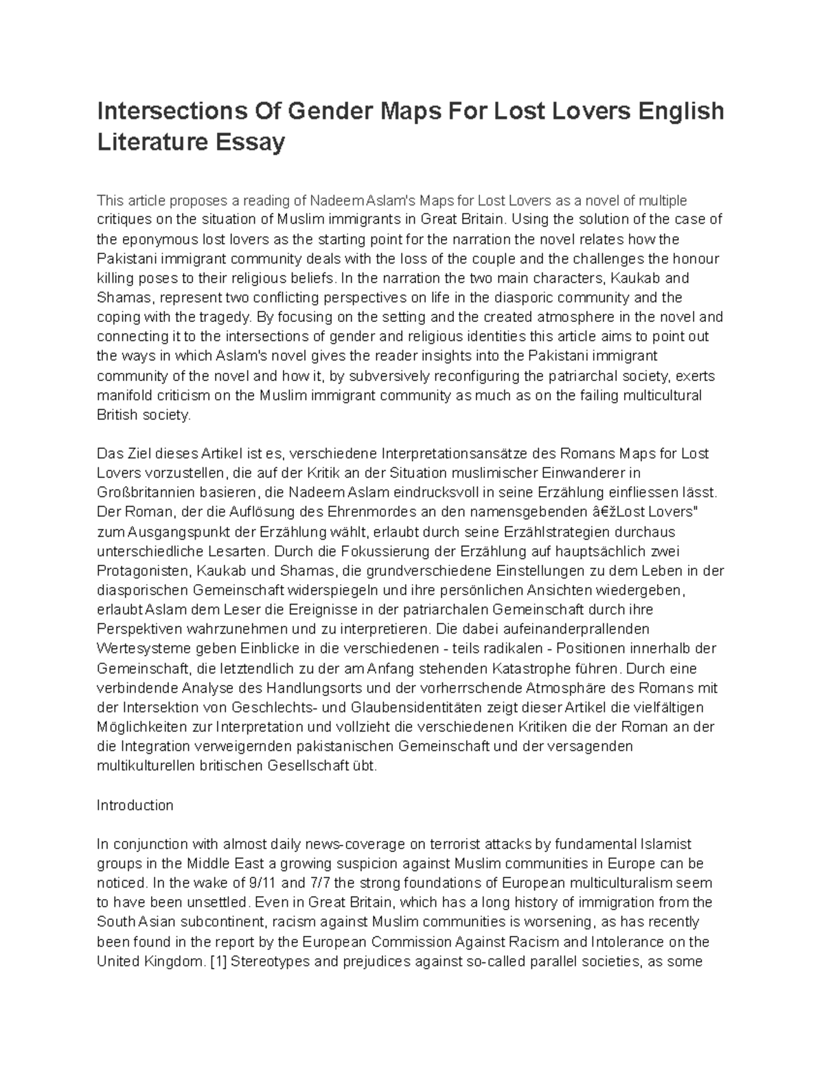 English Essays For Students Diwali Essay In English also Reflective Essay Thesis Intersections Of Gender Maps For Lost Lovers English Synthesis Example Essay