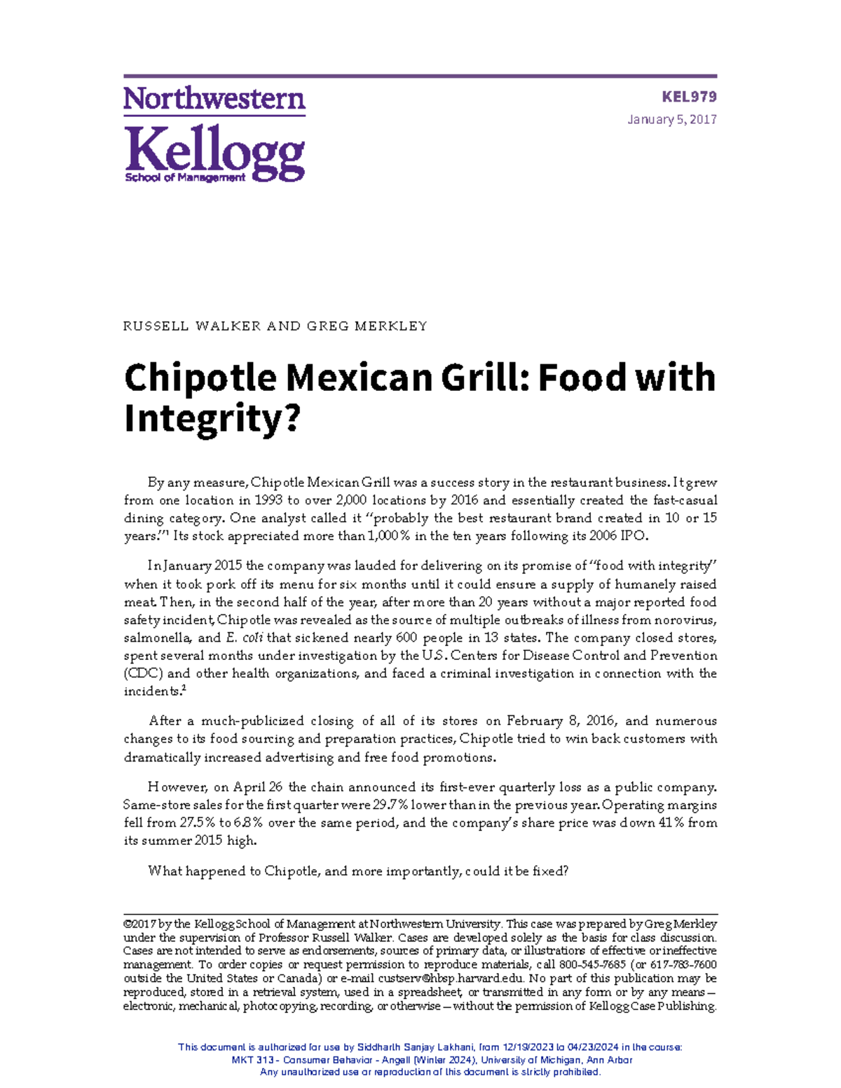 Chipotle Mexican Grill Food With Integrity KEL January 5, 2017 ©2017