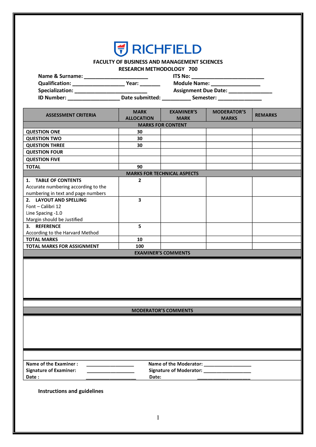 Research Methodology 700 - FACULTY OF BUSINESS AND MANAGEMENT SCIENCES ...