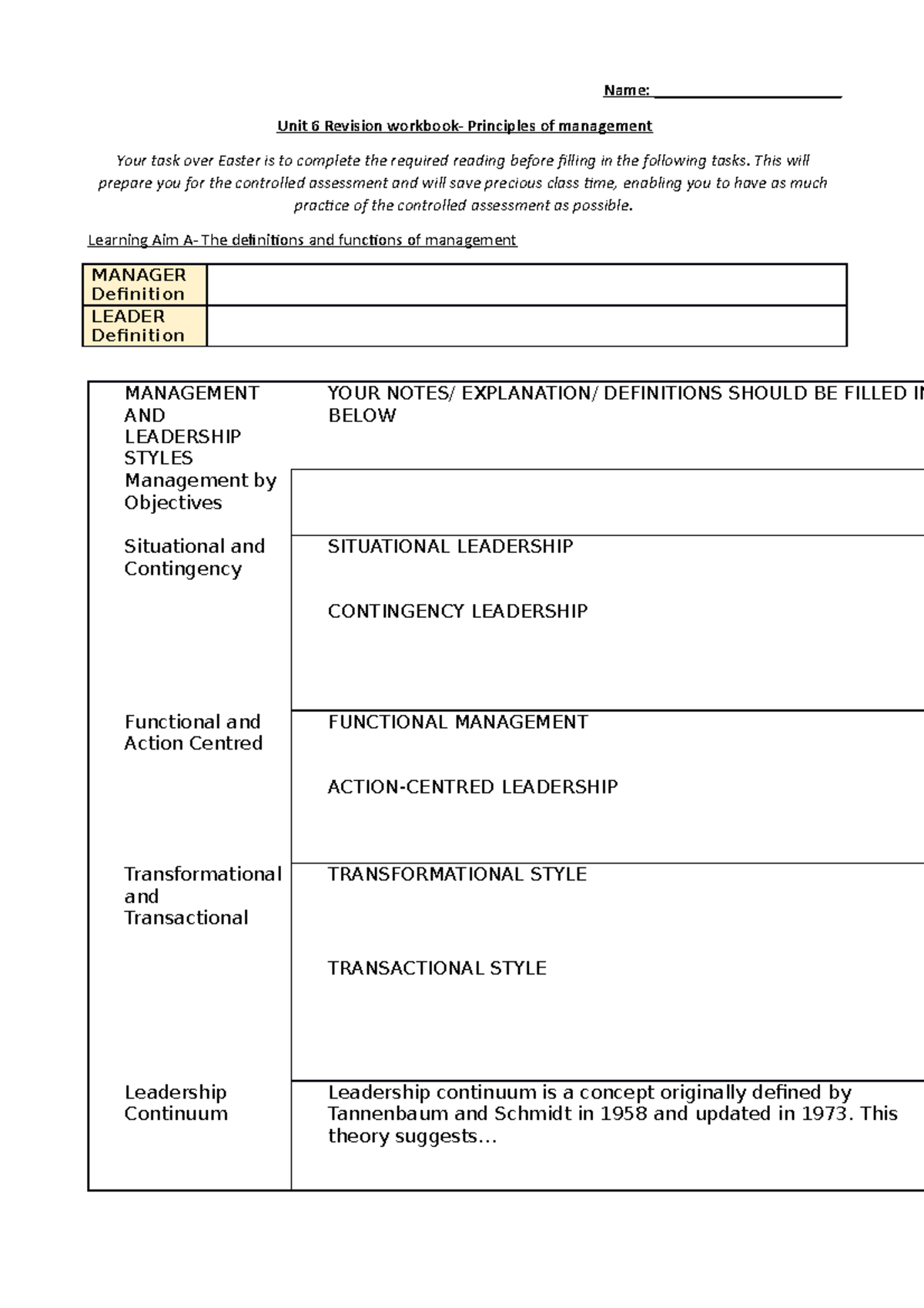 UNIT-6- Workbook Revision - Name: ______________________ Unit 6 ...